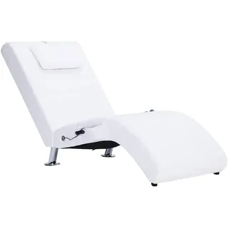 vidaXL Chaiselongue mit Massage Kissen Relaxliege Liegesessel Sessel Lounge Liegestuhl Relaxsessel Loungesessel Sesselliege Komfortliege Weiß Kunstleder