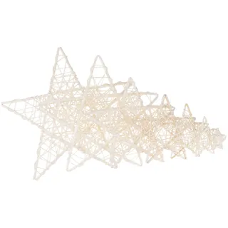 MUCKLILY 8 Stück Rattan Fünfzackiger Stern Dekor Wohnzimmer Weihnachtsdeko Natur Weiß Party Hochzeit Wand Baumschmuck Festliche Raumgestaltung