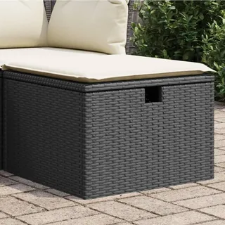 SECOLI Gartensofa mit Stauraum Rattan Sofa Gartenhocker Lounge Sofa Outdoor Kleines Balkon Sofa Balkonmöbel Rattansofa Polyrattan Gartenmöbel Set Balkon Lounge Garten Loungesofa Schwarz-2