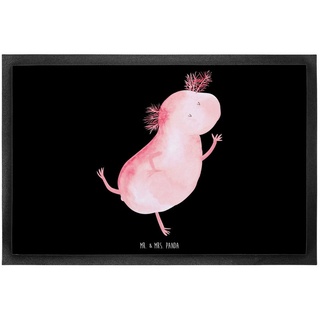 Fußmatte Axolotl Tanzen, Fußabstreifer, Schmutzfangmatte, Matte, Türmatte, Mr. & Mrs. Panda, Höhe: 0.3 mm, Attraktives Design schwarz