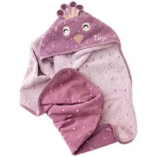 wunderwunsch Trixie Kapuzenhandtuch mit Namen, Babygeschenk, Geschenk Geburt, Kapuzen Handtuch, Geburtsgeschenk, Geschenke Taufe, Geburtstag personalisiert (Pfau, klein (75x75cm)