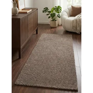 HANSE HOME Calmio - Natur, Wohnzimmerteppich - Handgetuftet, - Hygge Skandi, Boho Läufer Wolle, für Wohnzimmer, Schlafzimmer, Esszimmer, Flur - Taupe, 80x200cm