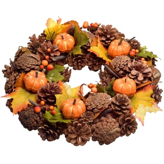 HEITMANN DECO bunter Herbstkranz - Reisigkranz - Herbst-Deko - Natur - braun,orange,grün - ca. 35 x 35 x 8 cm