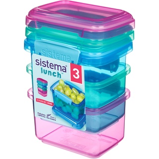 Sistema Lunchbox Frischhaltedose | 400 ml | kleine Snack-Boxen | BPA-freier Kunststoff | verschiedene Farben | 3 Stück