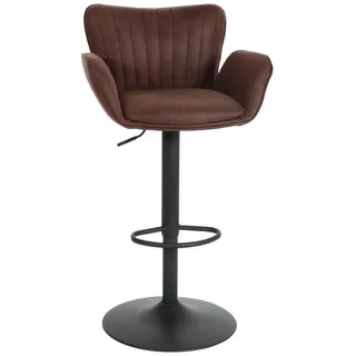 PROREGAL® Barhocker gepolstert mit Lehne, Sitzhöhe 66-90cm mit Armlehne, drehbar (1 St), 360° drehbar, stufenlos höhenverstellbar, ein echter Hingucker braun