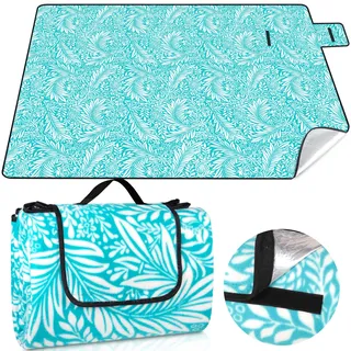 DEPAR Picknickdecke, Campingdecke 200x200cm,Tragbare Faltbar Stranddecke mit wasserdichter wärmeisoliert Unterseite,3–6 Personen Strandmatte für Park,Garten,Strand,Wandern
