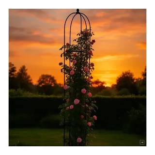 abc HOME Rankhilfe Obelisk, Metall, Schwarz, 240 cm H