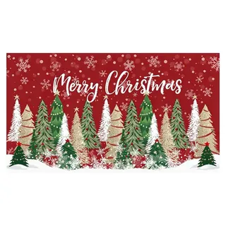 Fußmatte Weihnachtsbaum 40x60 cm rutschfest Weihnachten Türmatte Schmutzfangmatte Jute Optik rot Deko Matte - Rot