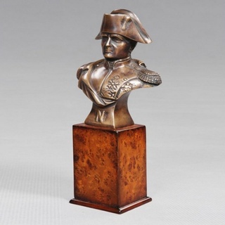 Casa Padrino Dekofigur Luxus Bronzefigur Napoleon auf Holzsockel - Bronze Figur Büste - Frankreich - Briefbeschwerer