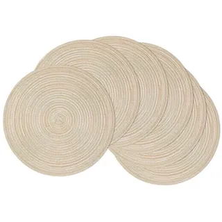 LuxusKollektion Platzset Platzsets Rund Abwaschbar Schmutzabweisend 6er Set Beige beige
