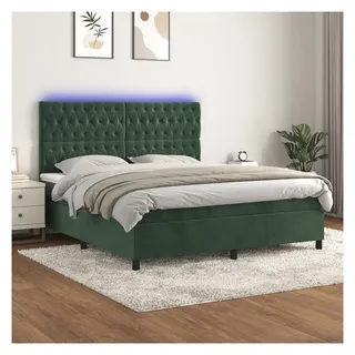vidaXL Boxspringbett 180 x 200 cm Dunkelgrün