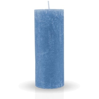 HS Candle Stumpenkerze Rustikale Antik Kerze (vers. Farben / Größen), Duftfreie Altarkerze - Dekokerze - lang Brenndauer - Retro blau Ø 7 cm x 18 cm