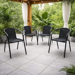 Stapelstuhl Gartenstuhl Balkonstuhl 4 Stk 72x59x55cm Rattan-Optik Stapelbar