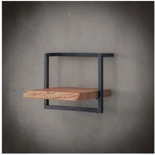 alesvelt Wandregal EDGE FRAME Breites Industrial-Regal mit massiver Baumkante, 40x25x30cm, Akazienholz braun