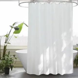 Duschvorhang 160x200 Weiß Textil Stoff Antischimmel Wasserdicht - Bad