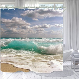 Duschvorhang 120x180 Das Meer Duschrollo Wasserabweisend Anti-Schimmel mit 8 Duschvorhangringen, 3D Bedrucktshower Shower Curtains, für Duschrollo für Badewanne Dusche