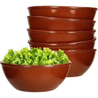 MamboCat Servier-Schale Tonware I 6er Set I Ø 16 cm I Größe M I Mediterran I Glasiert I Unikat Handarbeit I Antike/Vintage I Mittelalter I Wikinger