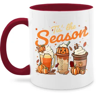 Shirtracer Tasse Pumpkin Kürbis Tis' the Season Herbst, Keramik, Halloween Tassen rot
