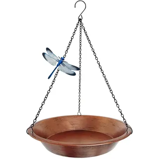 Keygift Vogeltränke zum Aufhängen, antike Kupfer-Vogeltränke aus Metall für den Außenbereich, mit 43,2 cm rostfreien schwarzen Ketten für Garten, Hinterhof-Dekoration
