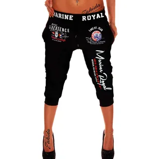Jaylvis Damen Bermuda Short Capri Kurze 3/4 Hose Sommer Marine Royal Neu B.3484 (50 (4XL), Schwarz) - 50
