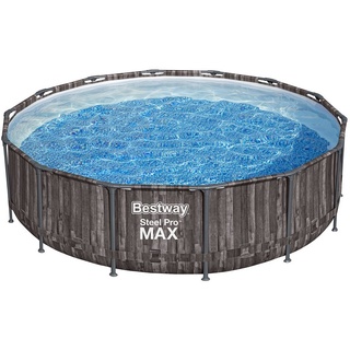 Steel Pro MAXTM Solo Pool ohne Zubehör Ø 427 x 107 cm, Holz-Optik (Mooreiche), rund