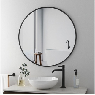 Boromal Badspiegel Spiegel Wandspiegel Rund Rundspiegel Schwarz groß 80cm 70cm (Badezimmerspiegel, ohne beleuchtung), 5mm HD Umweltschutz Spiegel, explosionsgeschützt