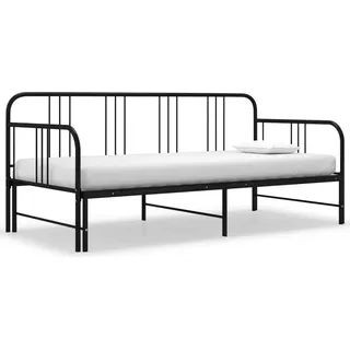 The Living Store Tagesbett Ausziehbar Schwarz Metall 90x200 cm - Schwarz