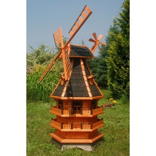DSH DEKO SHOP HANNUSCH Gartenfigur XL Windmühle mit Solar-Beleuchtung - 1,5 Meter Höhe