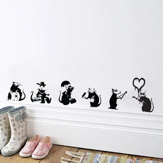 V & C DesignsTM Wandaufkleber Banksy Ratten-Kollektion, für Salon, Wohnzimmer, Esszimmer, Küche, Schlafzimmer, aus Vinyl