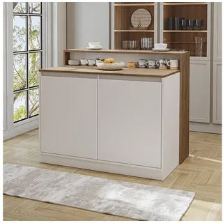 roomart Kücheninsel CORTADO 120 cm Braun/Weiß