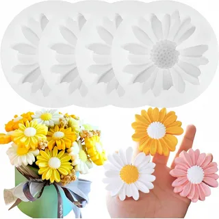 FOUORTUNATE-BEE Silikonform 4er-Set Silikon-Kerzenformen für DIY-Seifen & Kerzen, (4-tlg), Daisy Silikonform für kreative Kerzen- und Seifenherstellung