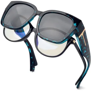 Face Shadow Polarisierte Überzieh Sonnenbrille Damen, Überbrille Sonnenbrille für Brillenträger, UV-Schutz Ultra Leicht Fit-Over Brille - 5.5 inches