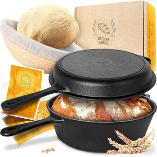 Famanu Gusseisen Brotbackform 26 cm - Robuste Brotform mit Risskorb
