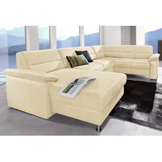 sit&more Wohnlandschaft SIT & MORE "Ascara U-Form", beige (creme), B:312cm H:85cm T:204cm, NaturLeder in Sitz und Rücken, Korpus ist mit passendem Kunstleder bezogen.