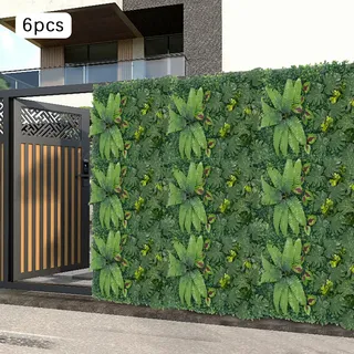 6 Stück Simulation Künstlicher Grün Hintergrund Wand, Privatsphäre Grün Heck Zaun Platte, Verschiedene Stereo-simulation Grün, 60  40cm
