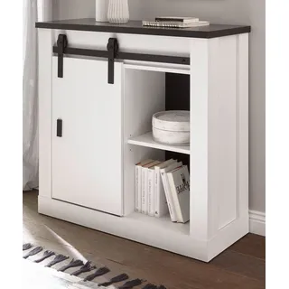 Aktenschrank Kommode Akten Sideboard Schiebetür weiß Pinie Landhaus Büro Stove