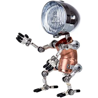 3D Metall Puzzle Steampunk Roboter Tischlampe, Vintage Industrial Tischlampe Steampunk Lampe Eisen Retro Nachttischlampe, Retro-Deko & Geschenkidee für Erwachsene