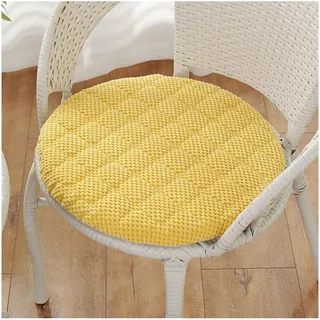 Sitzkissen Rund 35/40cm/45cm/50cm, Weiche Stuhlkissen mit Rutschfest Waschbar Cordstoff Sitzauflage Stuhl mit Reißverschluss, Sitzpolster Stuhlauflage für Indoor Esszimmer Küche Outdoor Garten(Gelb,1e