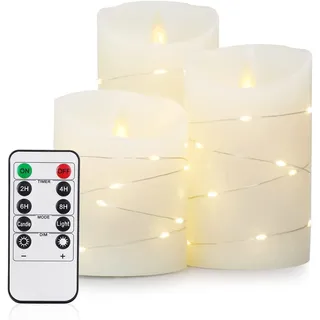 Yinuo Candle LED Kerzen mit Timerfunktion flackernde Flamme mit Fernbedienung Deko Badezimmer Deko Tischdeko Wohnzimmer