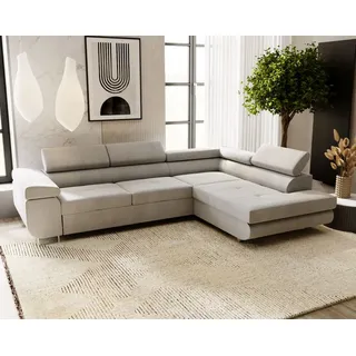 Ecksofa mit Schlaffunktion und Bettkasten VENUS L wohnlandschaft l-form, Ecksofa federkern - Eckcouch Beige - Beige
