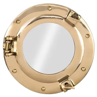 Bullauge Spiegel rund Messing Ø 20 cm maritim Wandspiegel Schiff Fenster Deko Vintage Fensterrahmen zum Öffnen Klappbar Badezimmerspiegel Schiffsspiegel Wandmontage