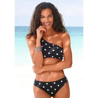 Bustier-Bikini-Top LASCANA "Jada" Gr. 40, Cup A/B, schwarz-weiß (schwarz, weiß) Damen Bikini-Oberteile Ocean Blue in One-Shoulder-Form