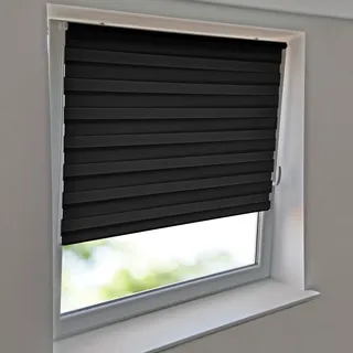 Sonnenschutz-HH Duo-Rollo Doppelrollo AUßENMAß Breite 130 x 140 cm Höhe - 130x140 cm ANTHRAZIT (schwarz/dunkelgrau) - Duo Klemmfix Klemmrollo ohne Bohren inkl. 2 Stück Klemmhalter + Seitenführung