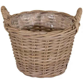 Annastore Weidenkorb Pflanzkorb aus Weide mit Henkel und Innenfolie Blumenkorb Pflanzkorb