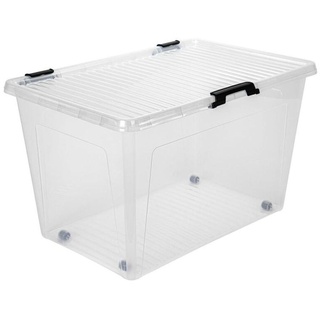 Scharnierbox 52L Aufbewahrungsbox Spielzeugkiste 60x40x35cm Transparent Deckel