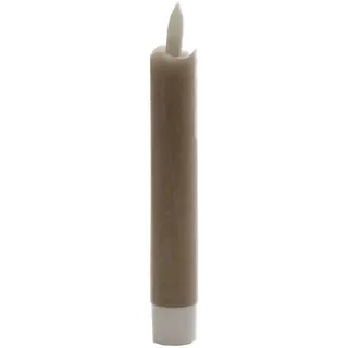 B & S LED Echtwachs Stabkerze kurz 16 cm mit Flackereffekt und Timer taupe