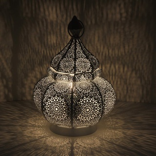 Casa Moro Orientalische Tischlampe Fahid Höhe 30 cm in weiss gold mit E14 Fassung | Nachttischlampe aus Metall wie aus 1001 Nacht | Schöne Weihnachtsbeleuchtung Dekoration | LN2080