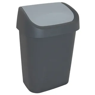 Allibert 214962 Mistral Abfalleimer mit Schwingdeckel, Polypropylen, 25 x 17,9 x 35,7 cm, Anthrazit/Grau