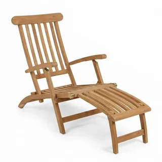 SAM Teak Holz Deckchair, Liege-Stuhl, verstellbar, geschliffen, robuste Garten- Balkon- Sonnenliege, Liegekomfort