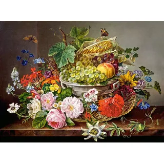 Castorland Puzzle Stillleben aus Blumen und Fruchtkorb, Puzzleteile